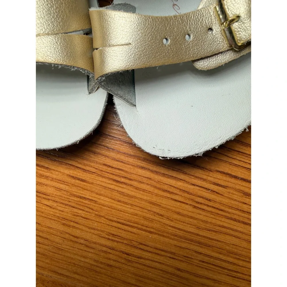 Salt Water Sandals Sun-San Sea Wee Gold Metallic Leather Toddler Baby Size 3 - Picture 8 of 9
